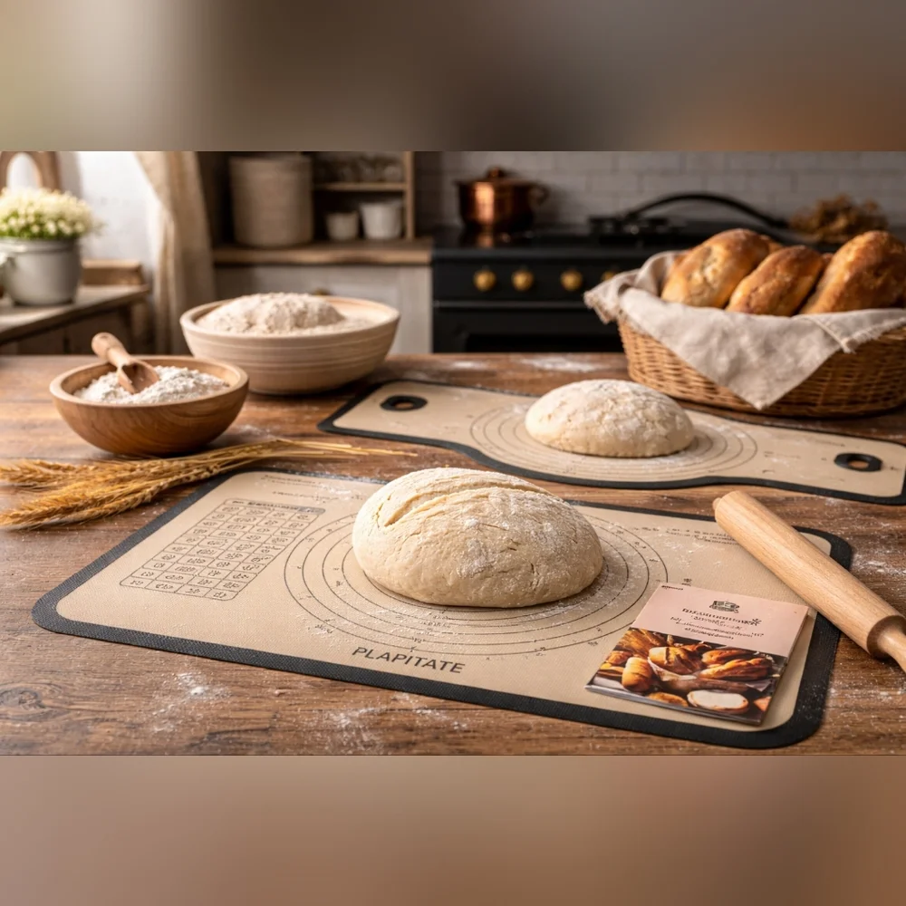 Sourdough Baking Mat Set w/ Measurement Guide Non Stick Silicone Dough Rolling